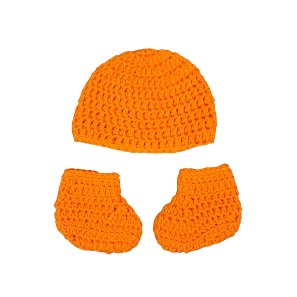 Orange Newborn Baby Beanie & Booties