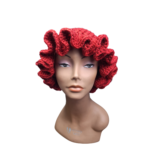 Red Velvet Ruffle Hat