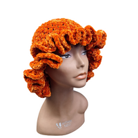 Pumpkin Orange Velvet Ruffle Hat