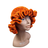 Pumpkin Orange Velvet Ruffle Hat