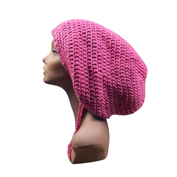 Hot Rose Pink Drawstring Loc Tam