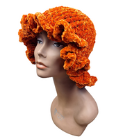 Pumpkin Orange Velvet Ruffle Hat