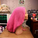 Hot Pink XL Drawstring Tam | Slouchy Hat | Dreads | Dreadlocks | Locs | Braids
