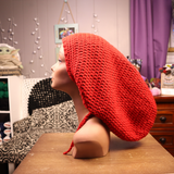 XL Red Drawstring Tam | Slouchy Hat