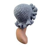 Charcoal Gray Ruffle Hat