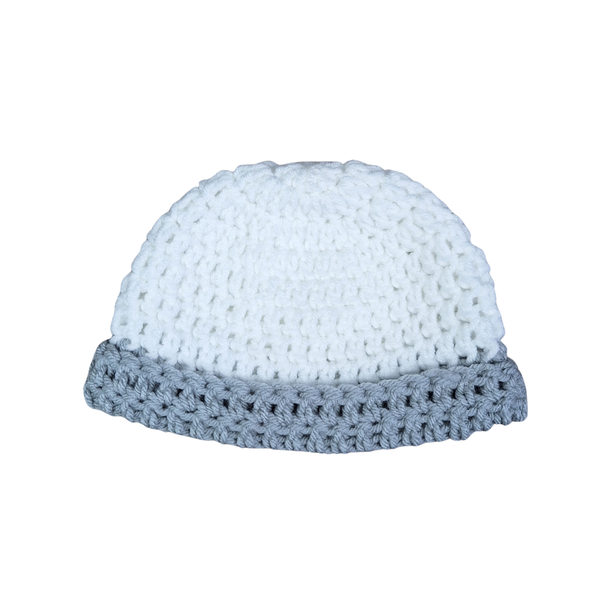White & Gray Baby Beanie