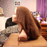 XL Brown Drawstring Tam | Slouchy Hat