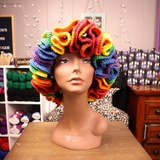 Rainbow Crochet Ruffle Hat
