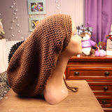XL Brown Drawstring Tam | Slouchy Hat