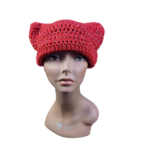 Red Sparkle Cat Ear Hat