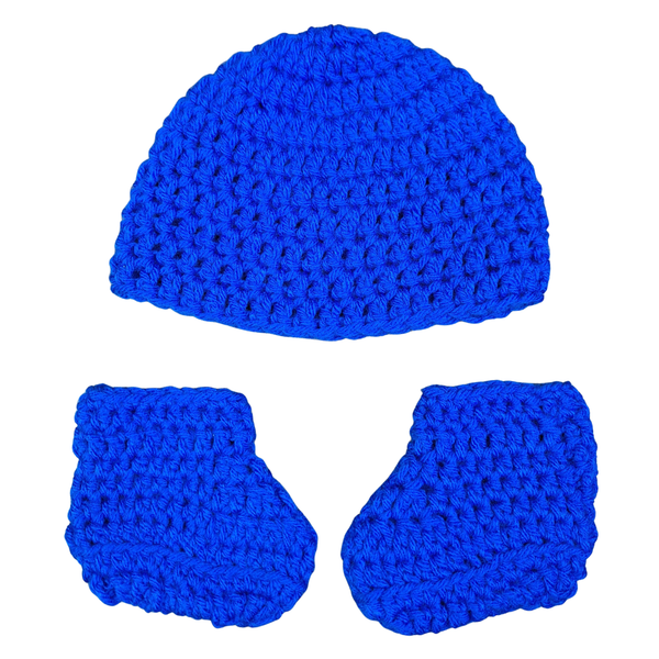 Blue Newborn Baby Beanie & Booties