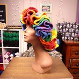 Rainbow Crochet Ruffle Hat