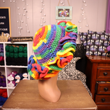 Rainbow Crochet Ruffle Hat