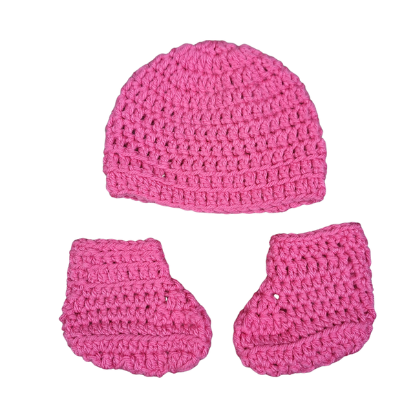 Pink Newborn Baby Beanie & Booties
