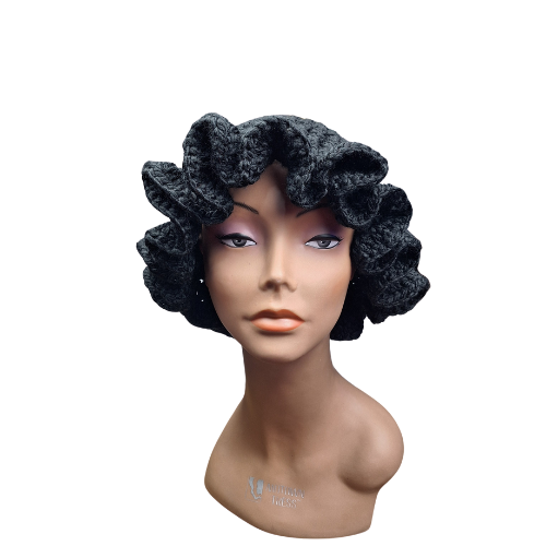 Cool Black Ruffle Hat