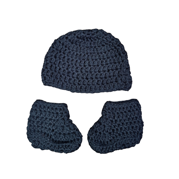 Black Newborn Baby Beanie & Booties