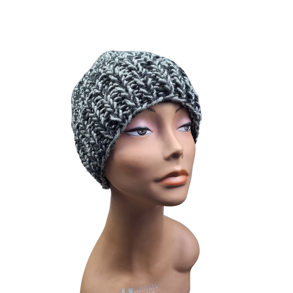Gray & Black Marled Beanie