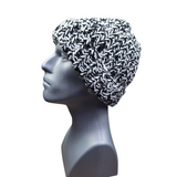 Black & White Marled Beanie with Brim