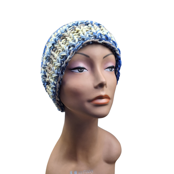 Blue Camo Knit Beanie