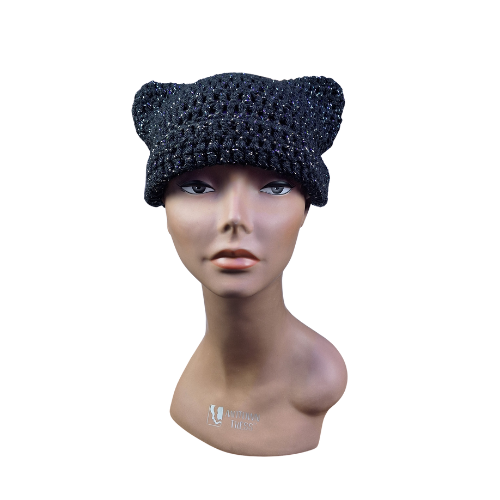 Black Sparkle Cat Ear Hat
