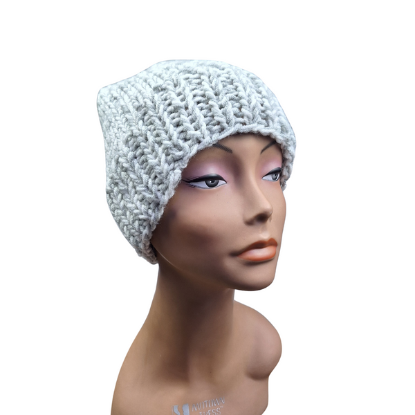 White & Gray Marled Beanie