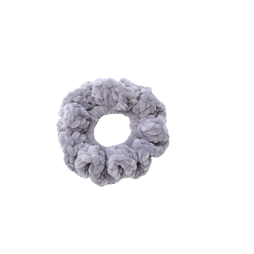 Silver Gray Velvet Scrunchie