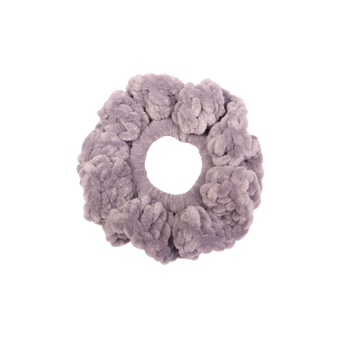 Silver Gray Velvet Scrunchie